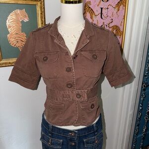 Brown Short Sleeve Women's Jacket